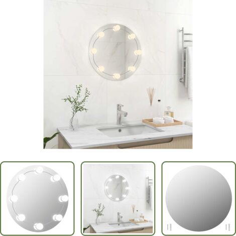 Espejo de pared -  Espejo de pared con luces LED redondo de vidrio