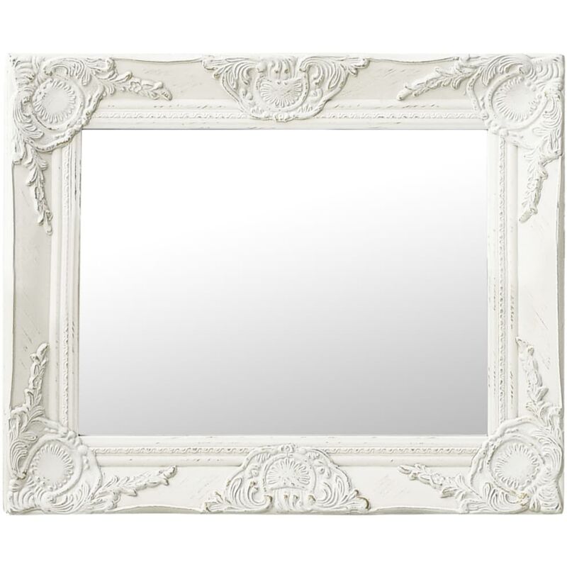 

vidaXL Espejo de pared estilo barroco blanco 50x40 cm - Blanco
