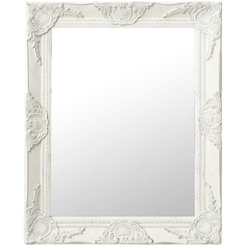 

vidaXL Espejo de pared estilo barroco blanco 50x60 cm - Blanco