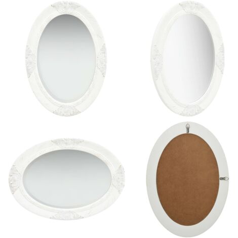 Espejo de pared estilo barroco blanco 50x70 cm - Espejo barroco - Espejo ovalado