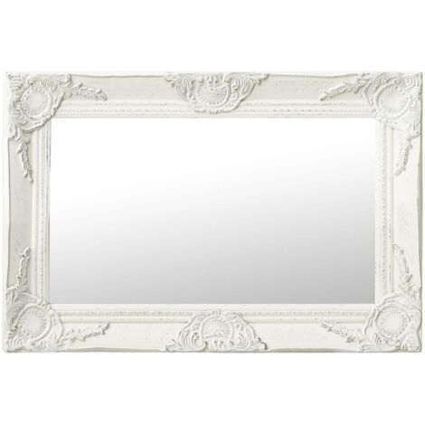 Espejo de pared estilo barroco blanco 60x40 cm