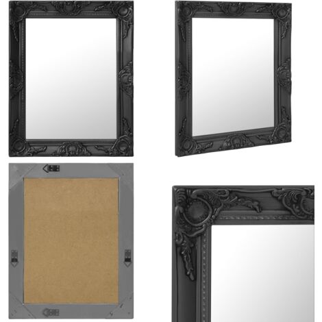 Espejo de pared estilo barroco negro 50x60 cm - Espejo barroco - Espejo negro