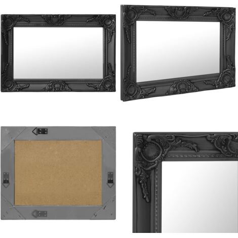 Espejo de pared estilo barroco negro 60x40 cm - Espejo barroco - Espejo negro
