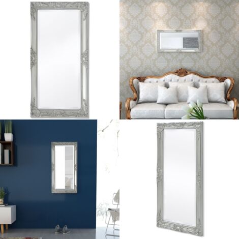 Espejo de pared estilo barroco plateado 100x50 cm - Espejo barroco - Espejo plateado