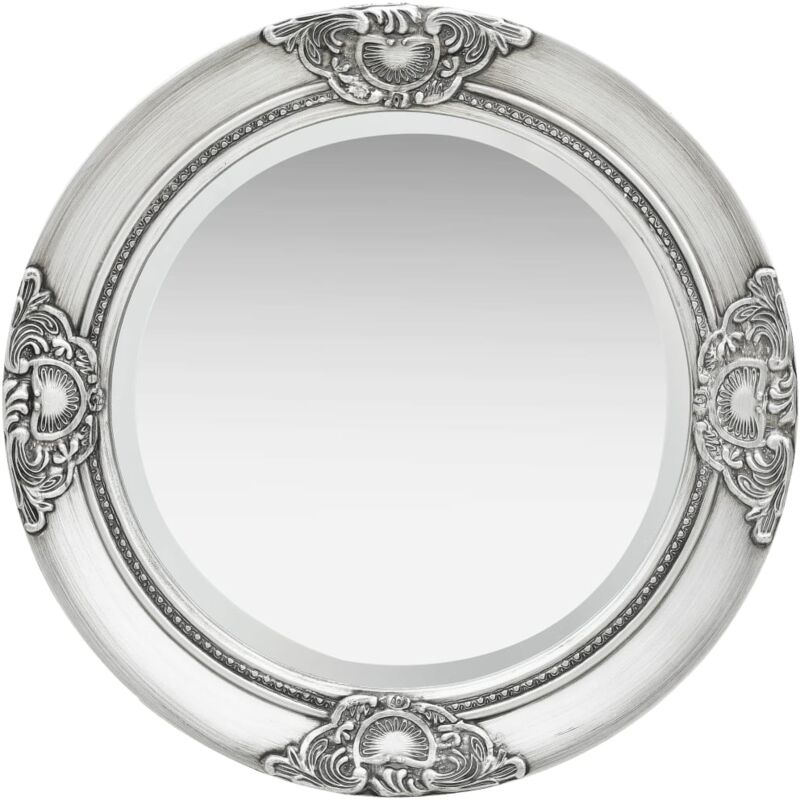

vidaXL Espejo de pared estilo barroco plateado 50 cm - Plateado