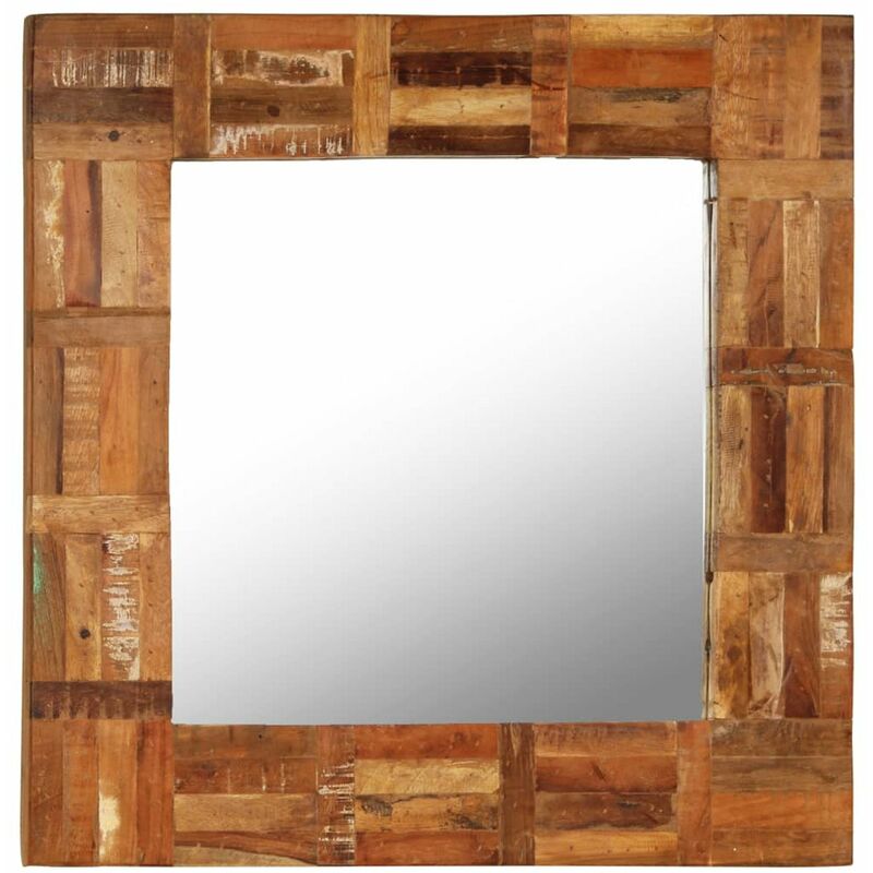 

Espejo de pared madera maciza de traviesas del tren 60x60 cm