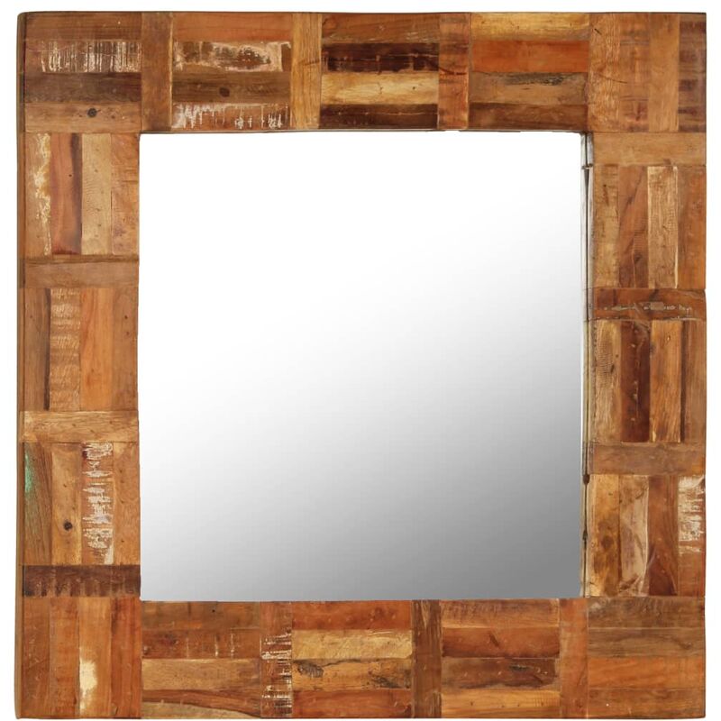 

Espejo de pared madera maciza de traviesas del tren 60x60 cm