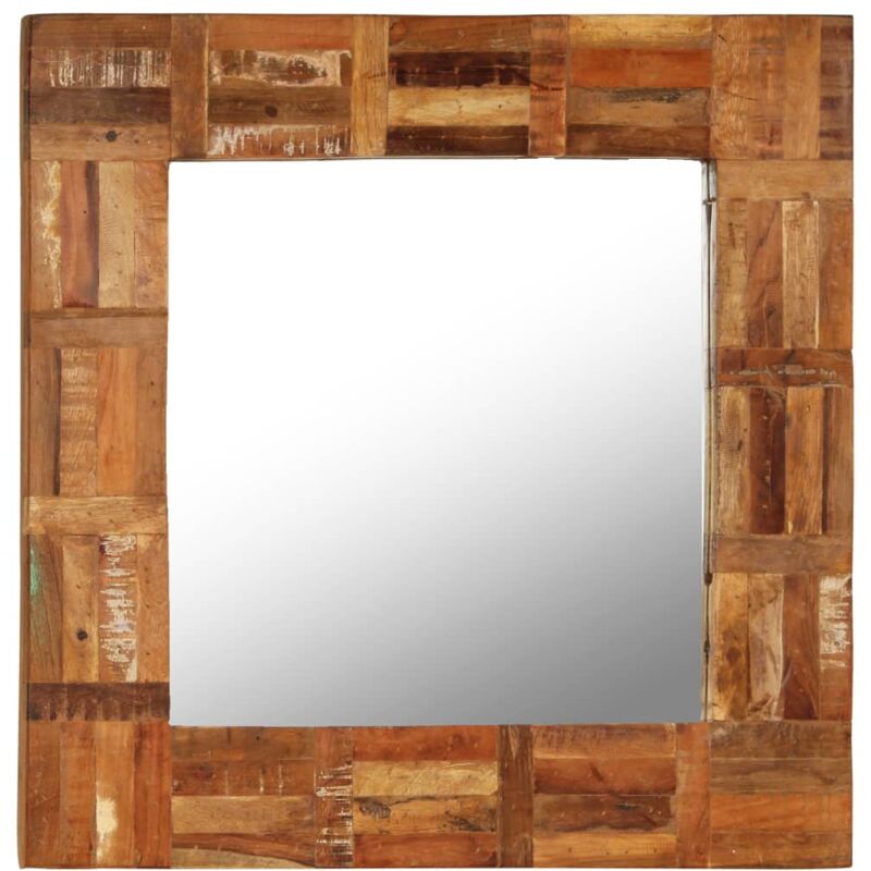 

vidaXL Espejo de pared madera maciza de traviesas del tren 60x60 cm - Marrón