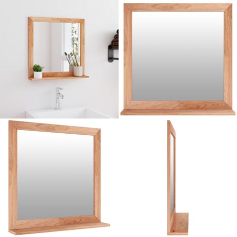 Espejo de pared madera maciza nogal 55x55 cm - Espejo de tocador - Espejo de madera