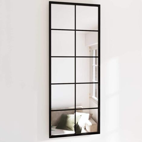 Espejo de pared metal negro 100x40 cm