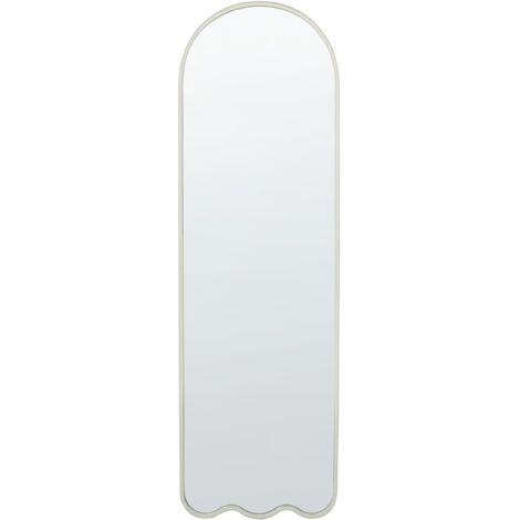 Espejo de pared moderno irregular marco metal hierro decoración sala de estar 45 x 145 cm blanco Bussy