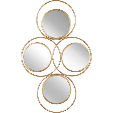 Espejo de pared moderno metal dorado 4 piezas 50 x 80 cm pieza decorativa decoración Lescar