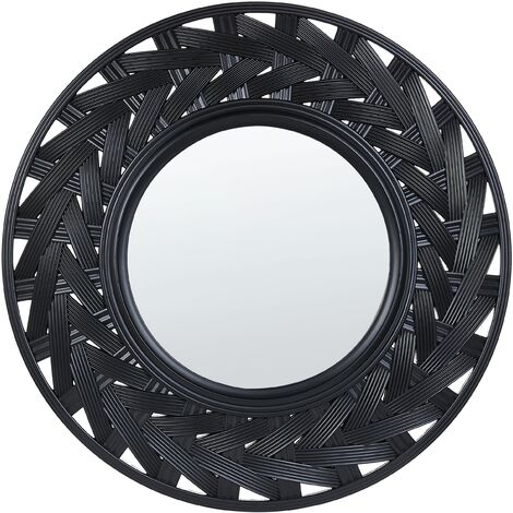 Espejo de pared negro 60 cm material sintético colgante sala de estar Tierga