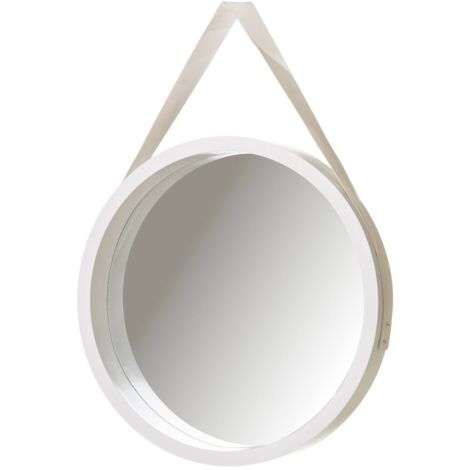 Espejo de Pared nórdico Blanco PU de Ø 40 cm -