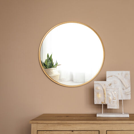 Espejo Pared Circular de Ratán Natural, Espejos Decorativos Originales.  Decoración Dormitorio/Baño ø51,5 cm