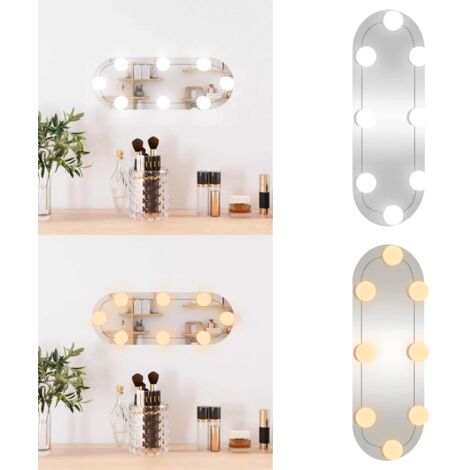 Espejo de pared ovalado con luces LED vidrio 15x40 cm - Espejo decorativo - Espejo con luz LED