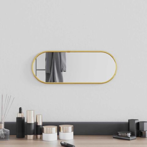 Espejo de pared ovalado dorado 40x15 cm