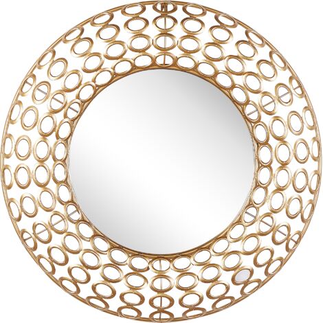 Espejo de pared ovalado dorado ø 80 cm decoración de pared sala de estar estilo ecléctico Bourdon