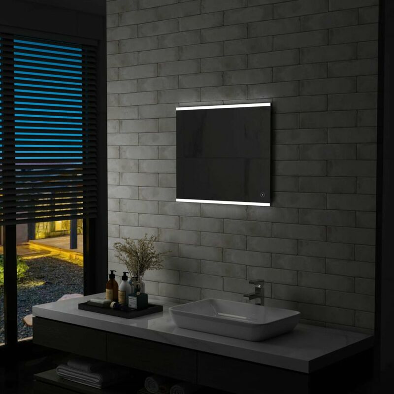

Happyshopping - Espejo de pared para bano con LED y sensor tactil 60x50 cm