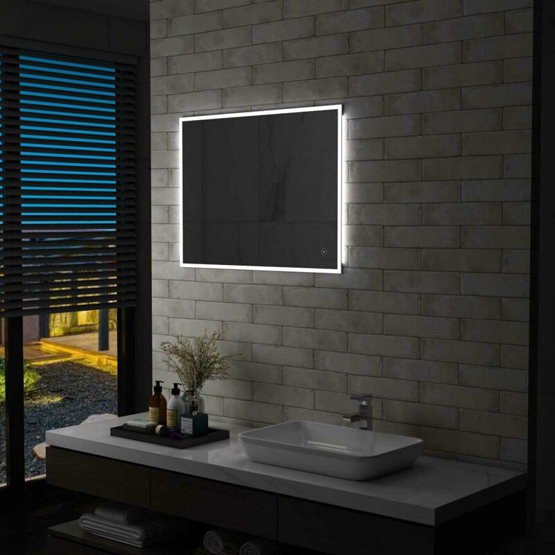 

Happyshopping - Espejo de pared para bano con LED y sensor tactil 80x60 cm