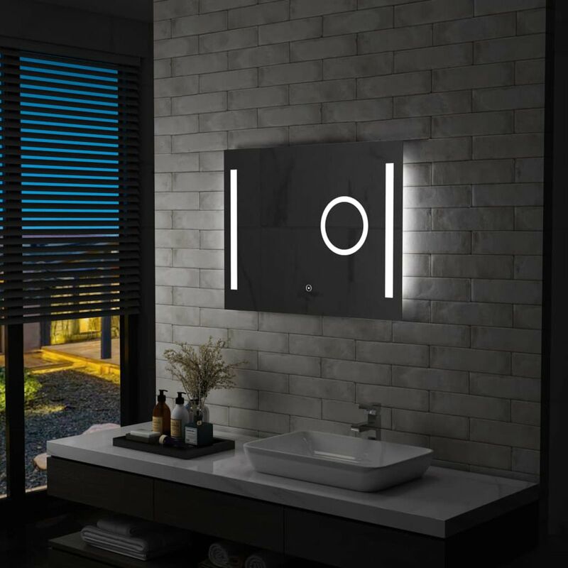 

Happyshopping - Espejo de pared para bano con LED y sensor tactil 80x60 cm