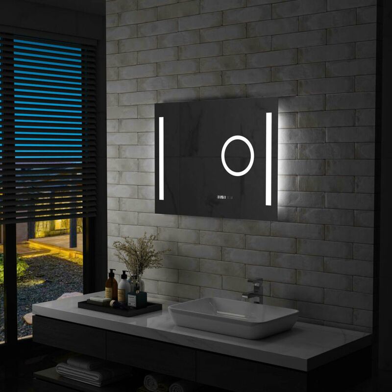 

Happyshopping - Espejo de pared para bano con LED y sensor tactil 80x60 cm