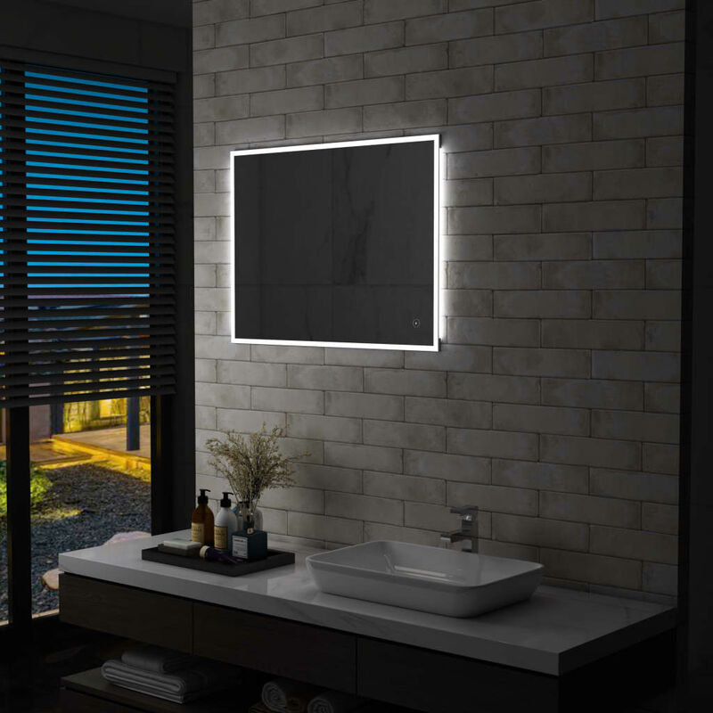 

Espejo de pared para baño con LED y sensor táctil 80x60 cm