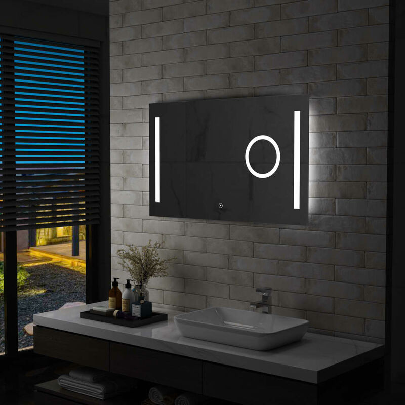 

Espejo de pared para baño con LED y sensor táctil 100x60 cm - Plateado