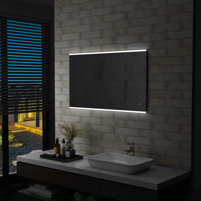 

Espejo de pared para baño con LED y sensor táctil 100x60 cm - Plateado