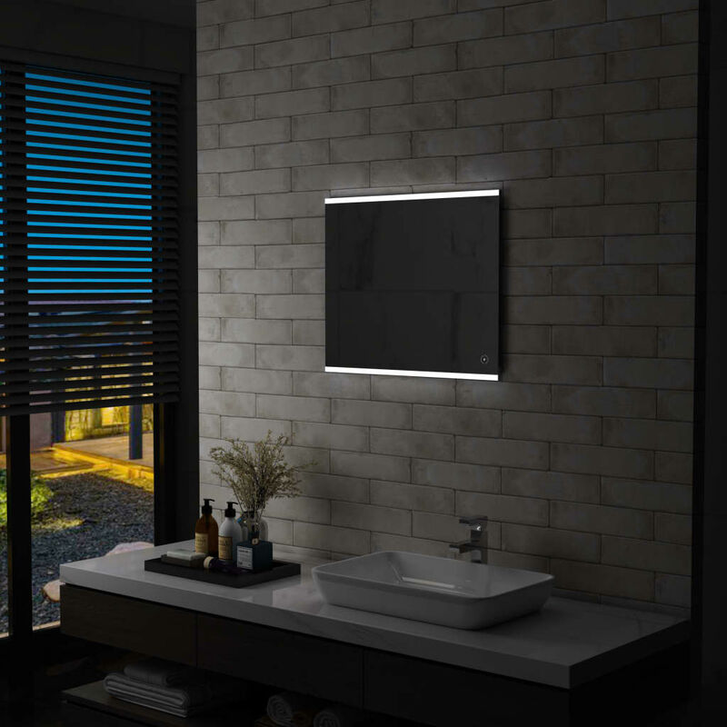 

Espejo de pared para baño con LED y sensor táctil 60x50 cm - Plateado