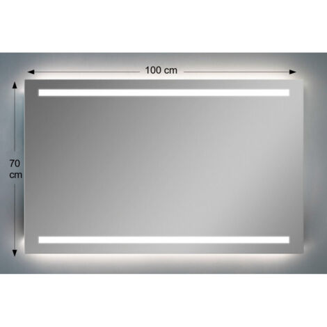 Espejo de pared rectangular 100x70 cm grosor 4 mm retroiluminado con LED