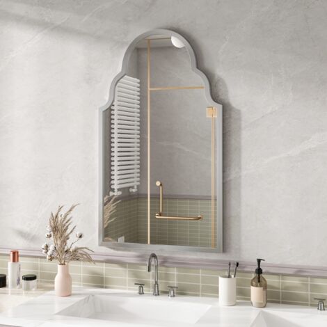Espejo de pared rectangular 61x101 cm - marco de metal, ideal para el baño, el salón o el dormitorio - plateado