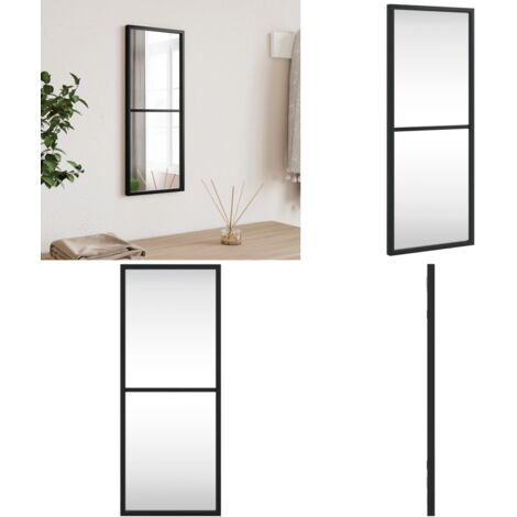 Espejo de pared rectangular de hierro negro 20x50 cm - Espejo rectangular - Espejo de hierro