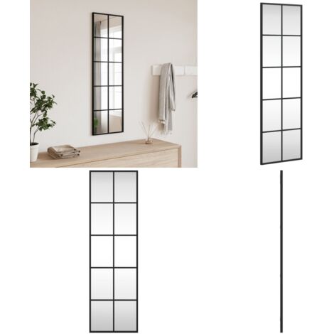 Espejo de pared rectangular de hierro negro 30x100 cm - Espejo rectangular - Espejo negro