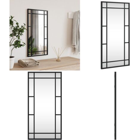 Espejo de pared rectangular de hierro negro 30x60 cm - Espejo rectangular - Espejo negro