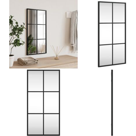 Espejo de pared rectangular de hierro negro 30x60 cm - Espejo rectangular - Espejo negro