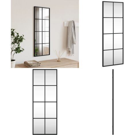 Espejo de pared rectangular de hierro negro 30x80 cm - Espejo rectangular - Espejo negro