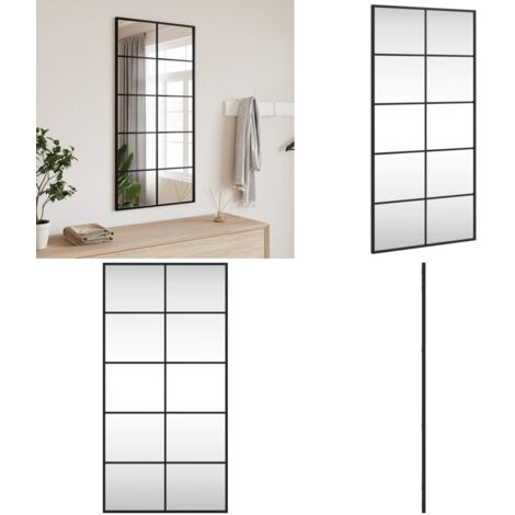 Espejo de pared rectangular de hierro negro 50x100 cm - Espejo rectangular - Espejo de baño