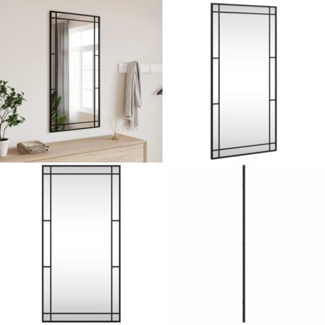 Espejo de pared rectangular de hierro negro 50x100 cm - Espejo rectangular - Espejo negro