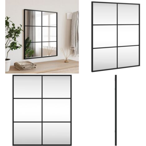 Espejo de pared rectangular de hierro negro 50x60 cm - Espejo rectangular - Espejo negro