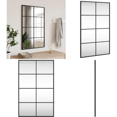 Espejo de pared rectangular de hierro negro 50x80 cm - Espejo rectangular - Espejo negro