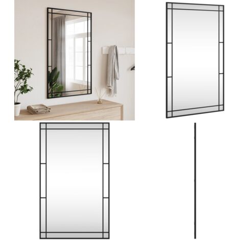 Espejo de pared rectangular de hierro negro 60x100 cm - Espejo rectangular - Espejo negro