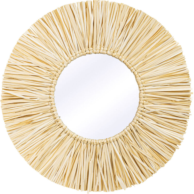 

Espejo de Pared Redondo Boho en Esparto Natural (60 cm) - Grel Madera natural Vidrio, Esparto