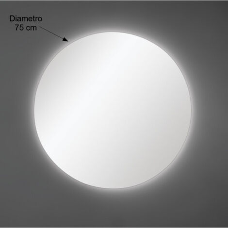 Espejo de pared redondo diámetro 75 cm grosor 4 mm con iluminación LED