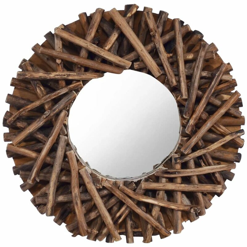 

Espejo de pared redondo teca 40 cm