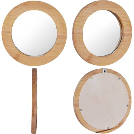 Espejo de pared redondo teca 40 cm - Espejo de teca - Espejo retro