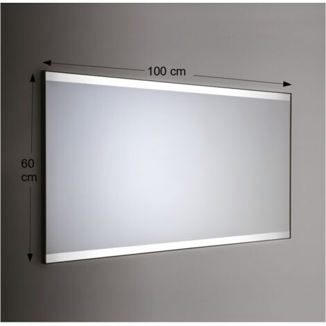 Espejo de pared retroiluminado LED rectangular 100x60 cm grosor 4 mm marco de aluminio