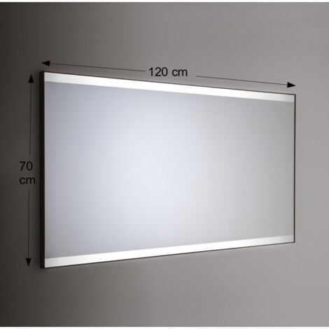 Espejo de pared retroiluminado LED rectangular 120x70 cm grosor 4 mm marco negro