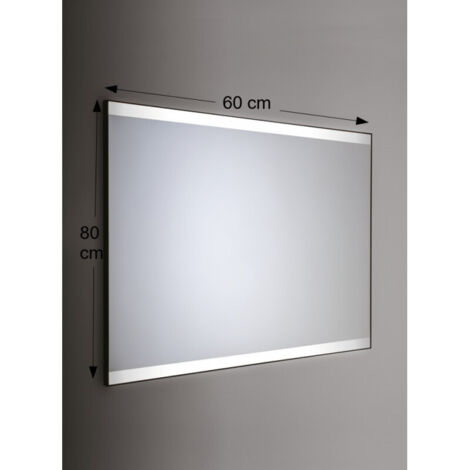 Espejo de pared retroiluminado LED rectangular 60x80 cm grosor 4 mm marco blanco