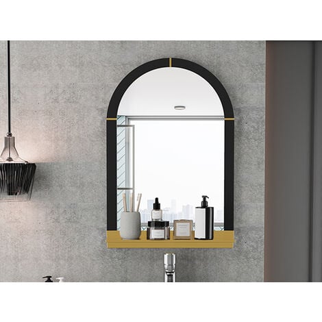 Espejo de pared de arco de 28 x 20 pulgadas, espejo grande de baño negro  con marco de metal para pared, decoración de tocador, dormitorio, entrada